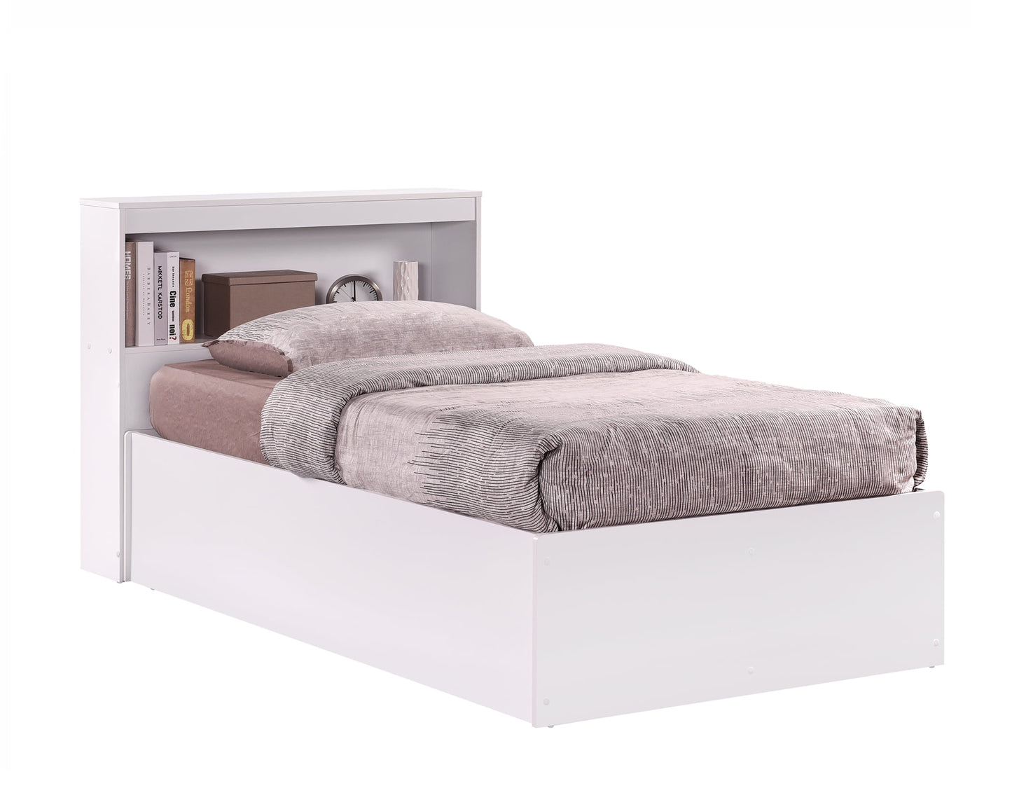 Hodedah Twin-Size Captain Bed with 3-Drawers and Headboard in White