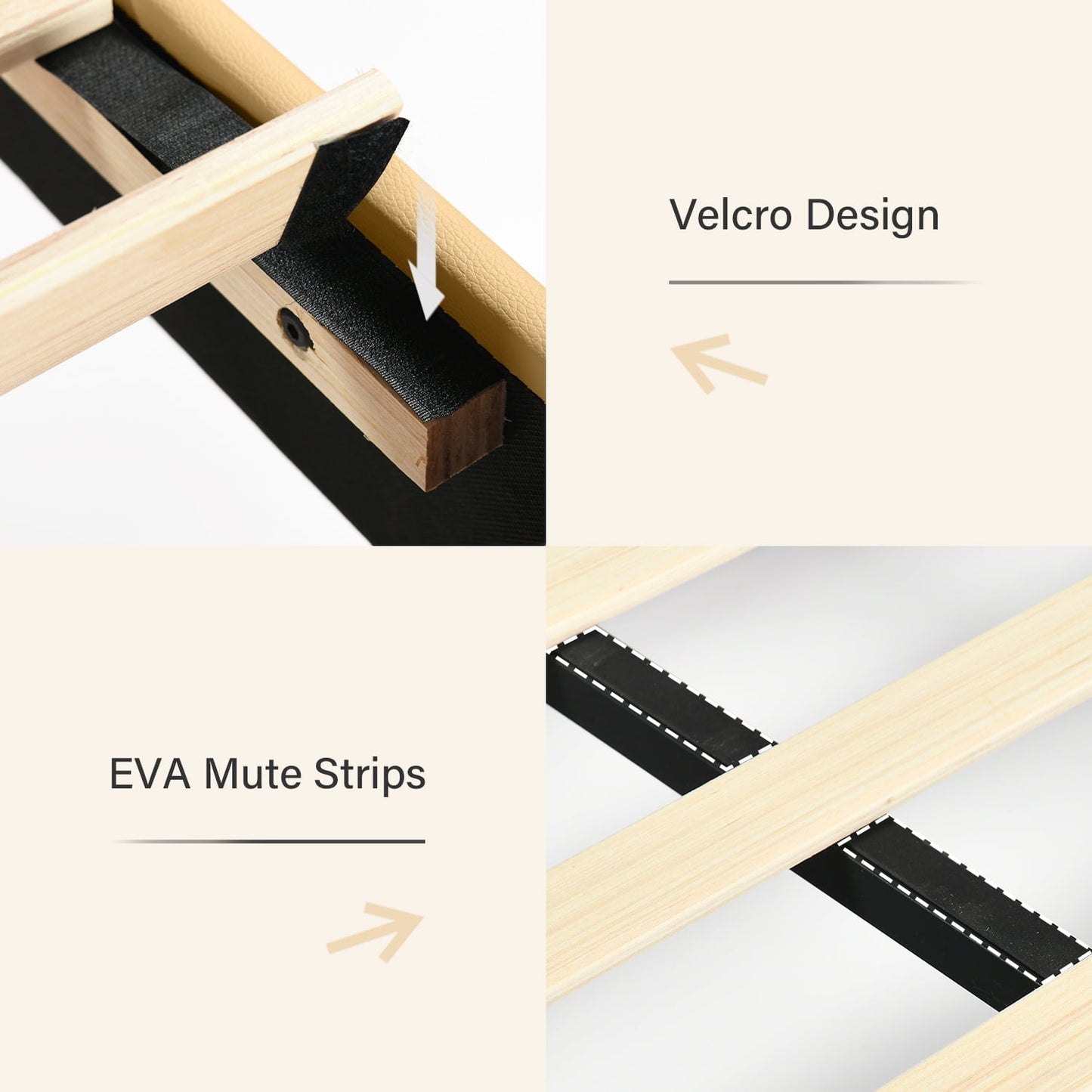 4 EVER WINNER King Size Bed Frame, Upholstered Platform Bed Frame with Headboard,Yellow