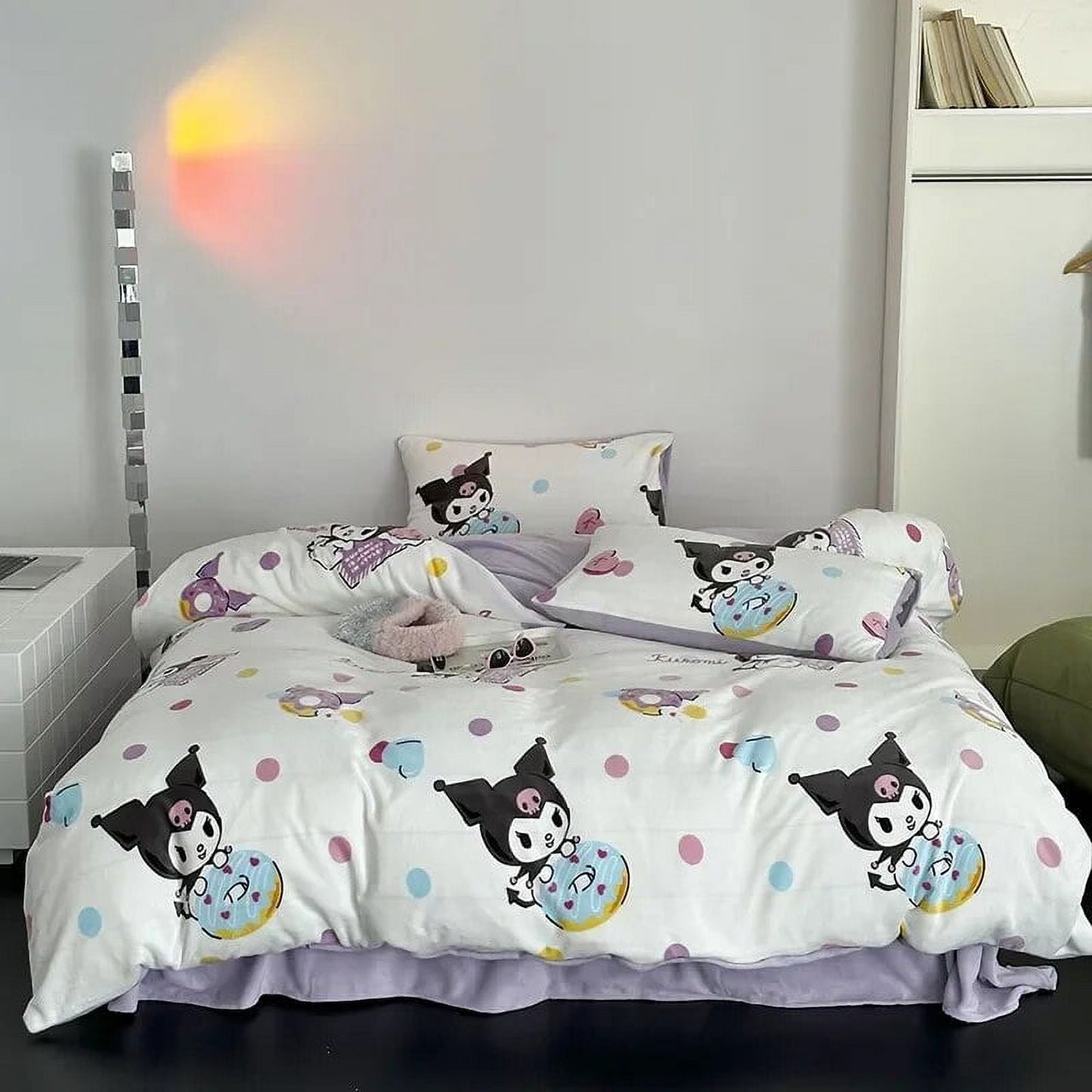 3/4Pcs Set Sanrio Hello Kitty Kuromi Bed Sheet Kawaii My Melody Thickened Milk Fiber Warm Bedding Suit Sets Cute Bed Supplies