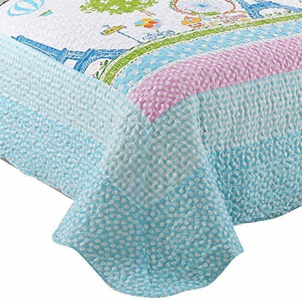 2pcs Kids Quilt Bedspread Comforter Set Throw Blanket Boys Girls Full