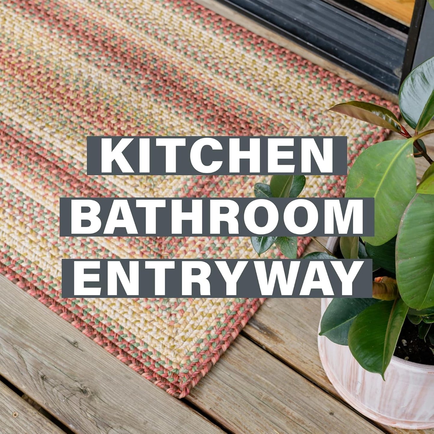 Homespice Rainforest Rectangular Braided Rugs and Rustic Area Rugs 5x8', Your Choice for Pet Friendly Indoor Outdoor Rug Waterproof