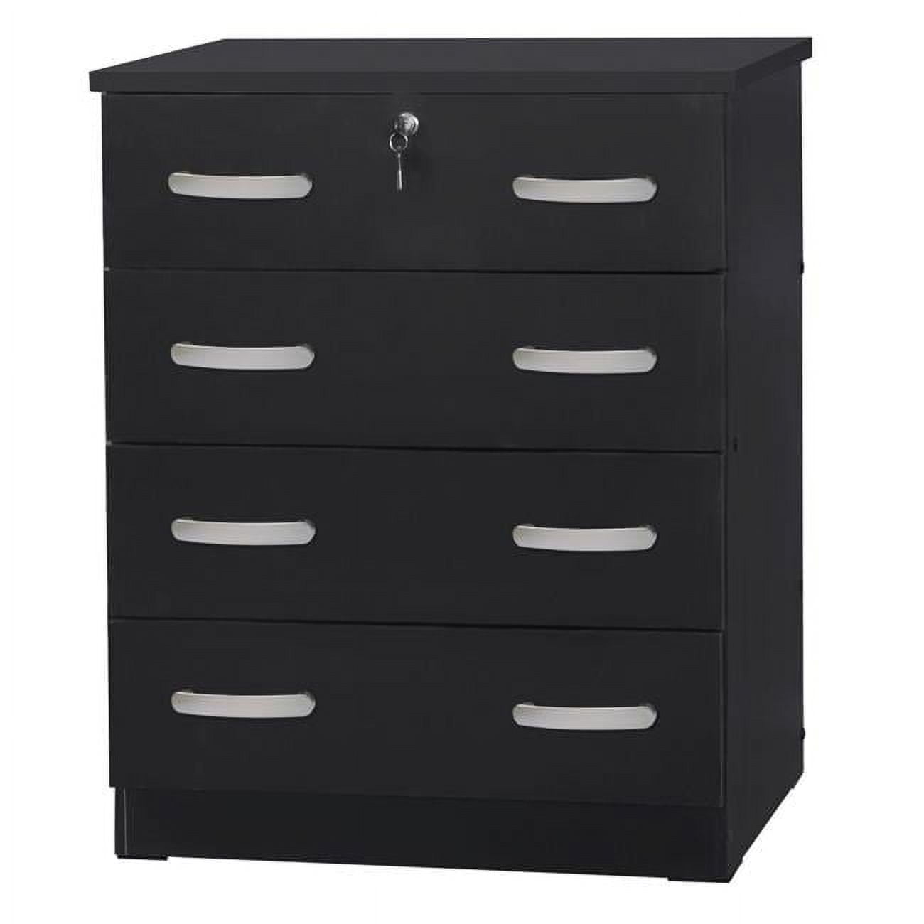 39 x 29 x 16 in. Cindy 4 Drawer Chest Wooden Dresser with Lock, Black