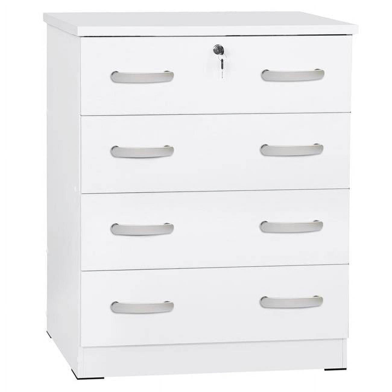 39 x 29 x 16 in. Cindy 4 Drawer Chest Wooden Dresser with Lock, White