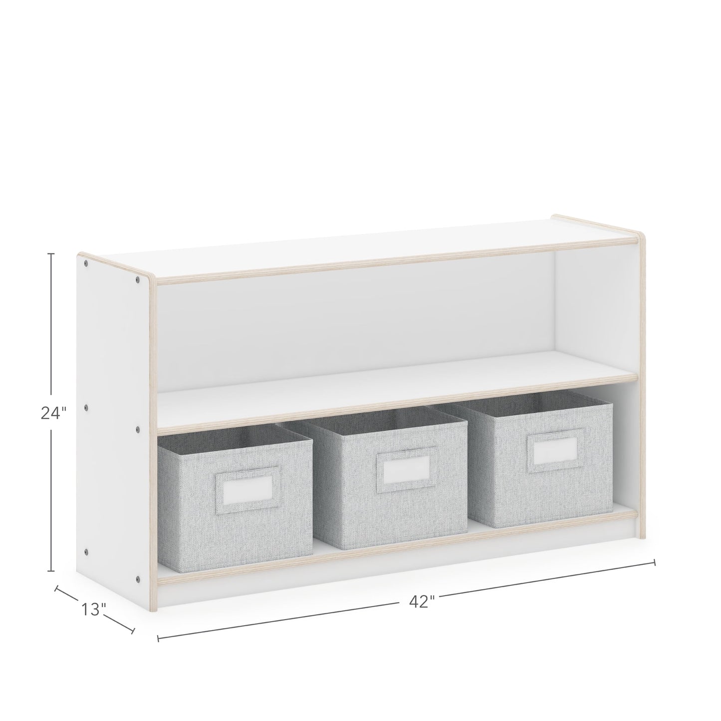 Guidecraft EdQ 2-Shelf Open Storage 24in - White: Wooden Kids' Classroom Storage Furniture, Playroom and Bedroom Toy Cube Organizer