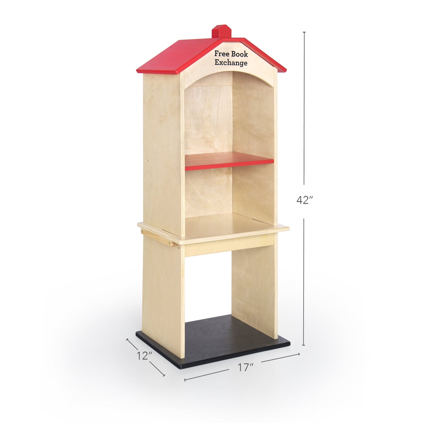 Guidecraft Free Library Exchange Book Stand: 3-Shelf Wooden Storage Bookcase, Classroom Furniture