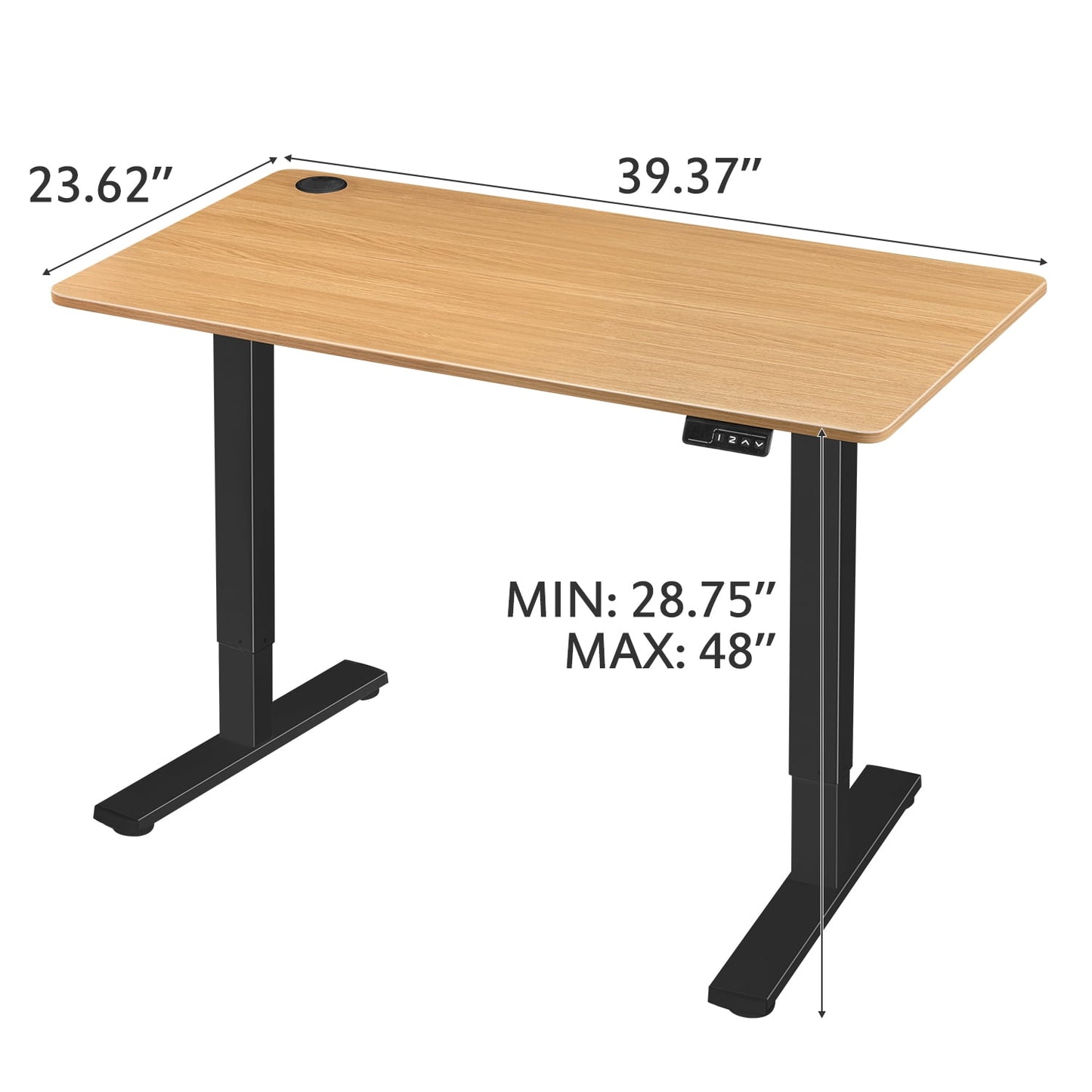 Homall 40in ¡Á 24in Electric Height Adjustable Standing Desk Home Office Computer Desk Memory Preset with T-Shaped Metal Bracket, Black&Wood