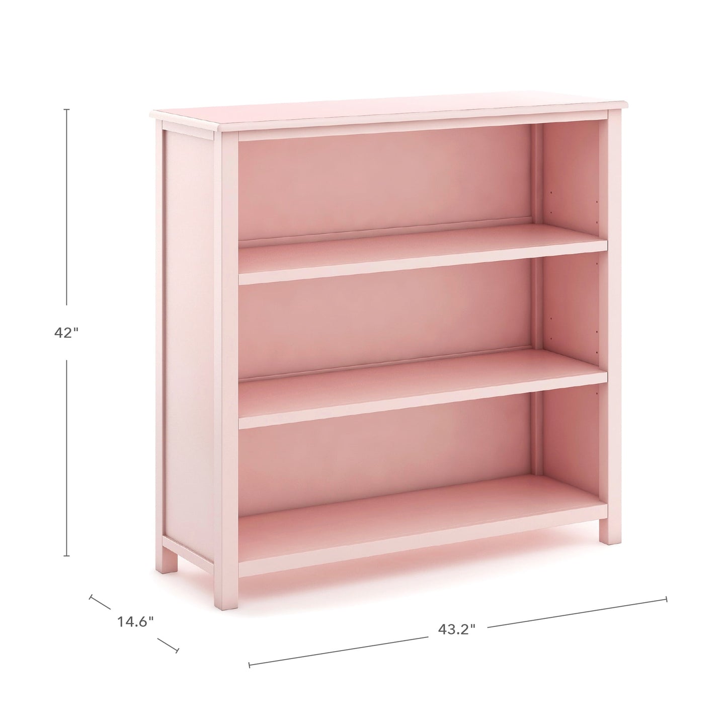 Guidecraft Kids' Deluxe Taiga 3-Shelf Bookshelf - Pink: Children's Sturdy Wooden Bedroom Bookcase, Playroom Organizer and Toy Storage