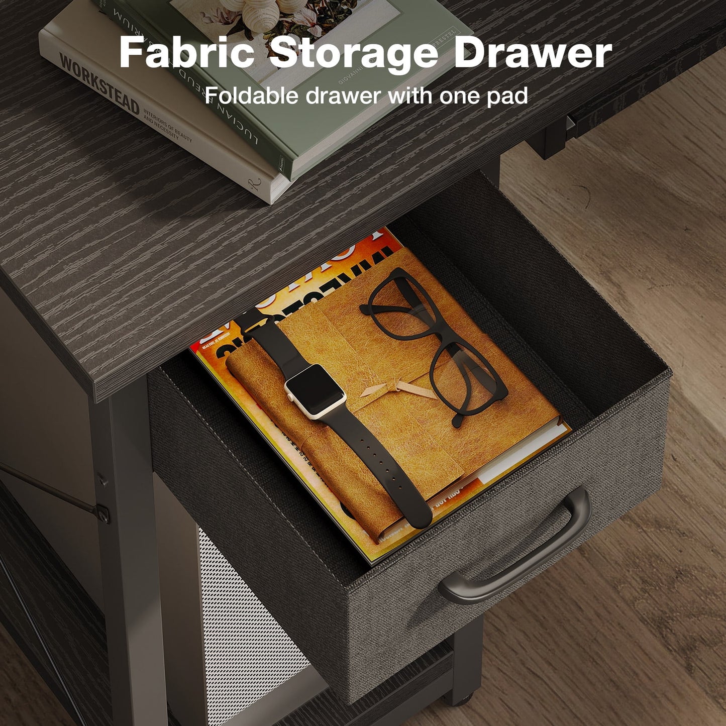 59in Reversible L-Shaped Gaming Desk with Power Outlets & LED Lights, Office Desk with Storage Drawer & Keyboard Tray for Home Office, Corner Computer Desk with Hutch, Pure Black