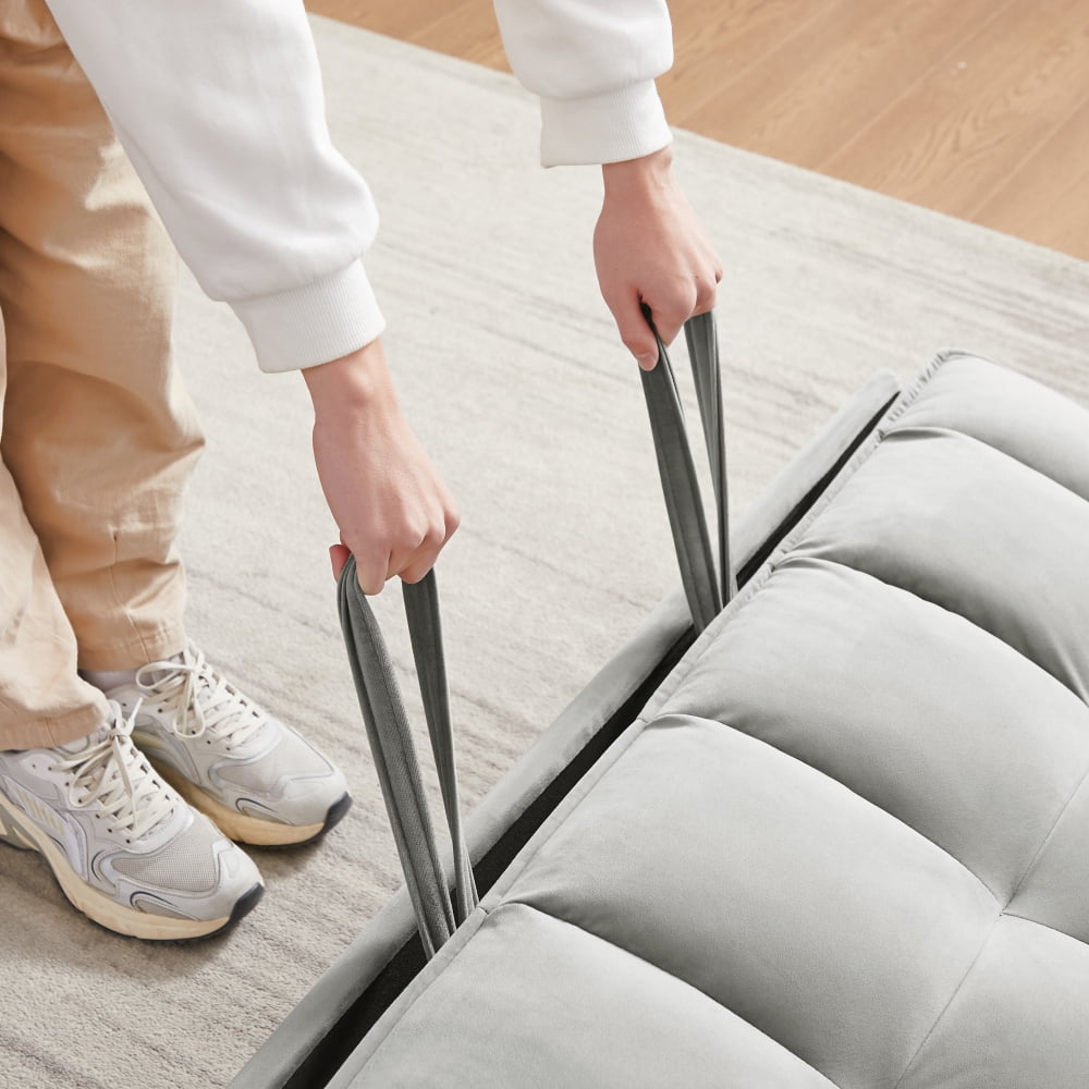 55 inch Convertible Futon Sofa Bed,Modern Loveseat Sleeper Sofa Couch with Pull-out Sofa Bed for Living Room,Small Space - Gray