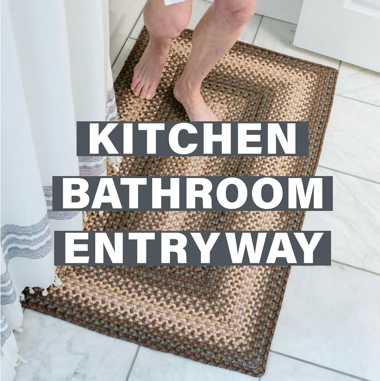 Homespice Driftwood Small Oval Braided Rugs and Rustic Entry Mat 20x30, The Ideal Indoor Outdoor Rug Waterproof