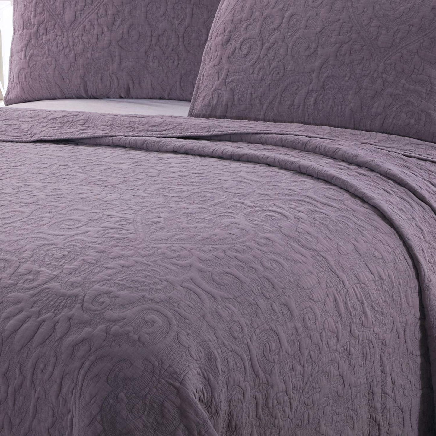 Kasentex 3-Piece Stone Washed Quilt Set Soft Cotton Reversible Bedspread Coverlet Set Navy King