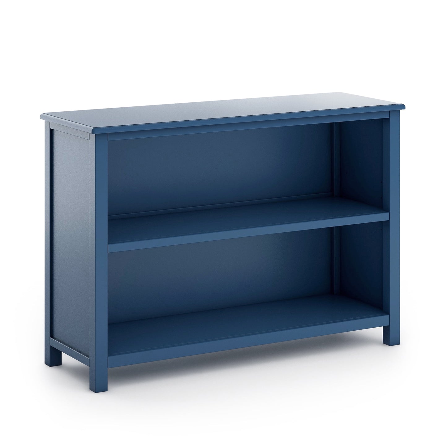 Guidecraft Kids' Deluxe Taiga 2 Shelf Bookshelf - Navy: Children's Sturdy Wooden Bookcase and Toy Organizer with Cubby Storage