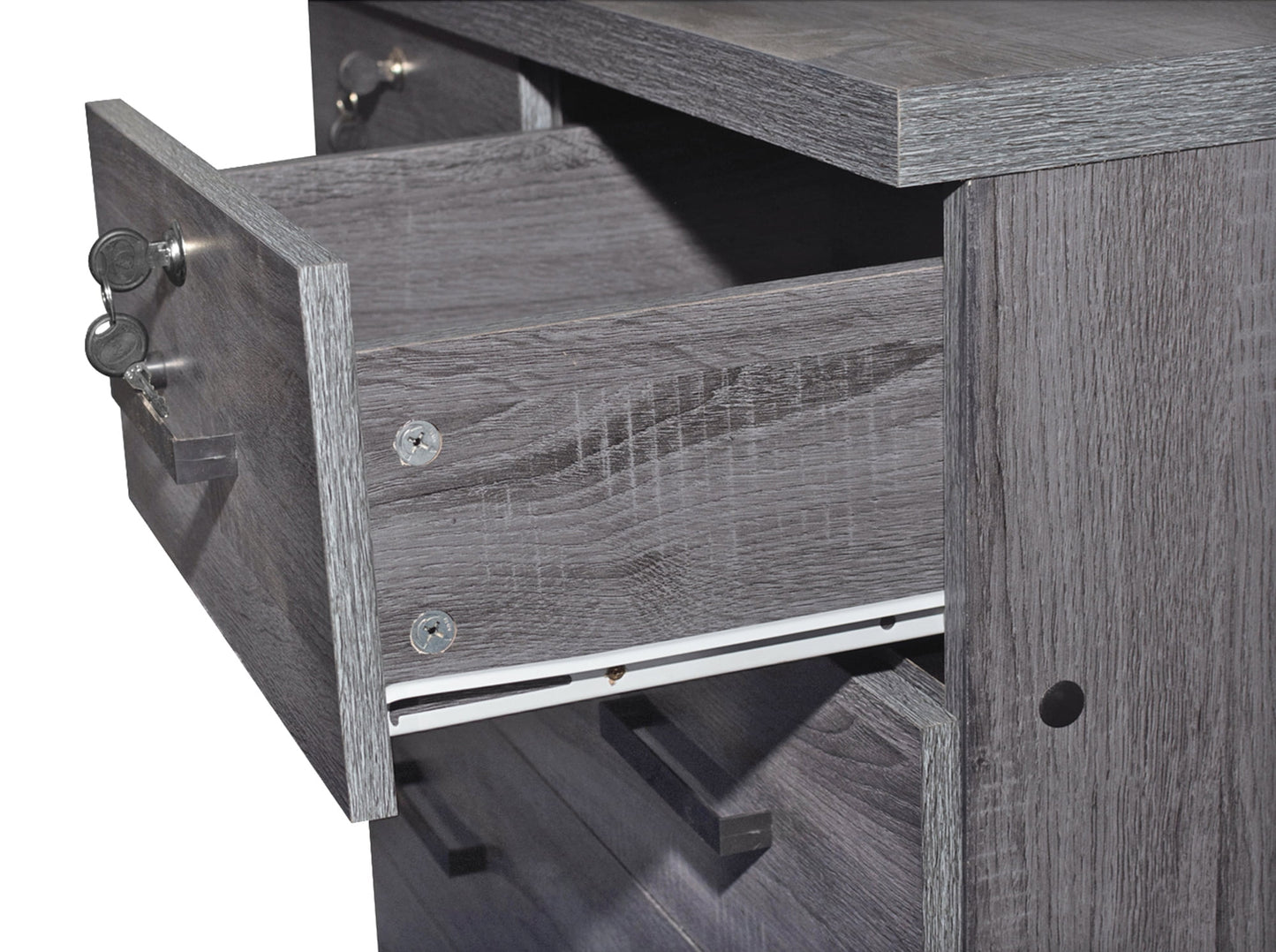 Home Furniture Cindy 7 Drawer Chest Wooden Dresser with Lock - Gray