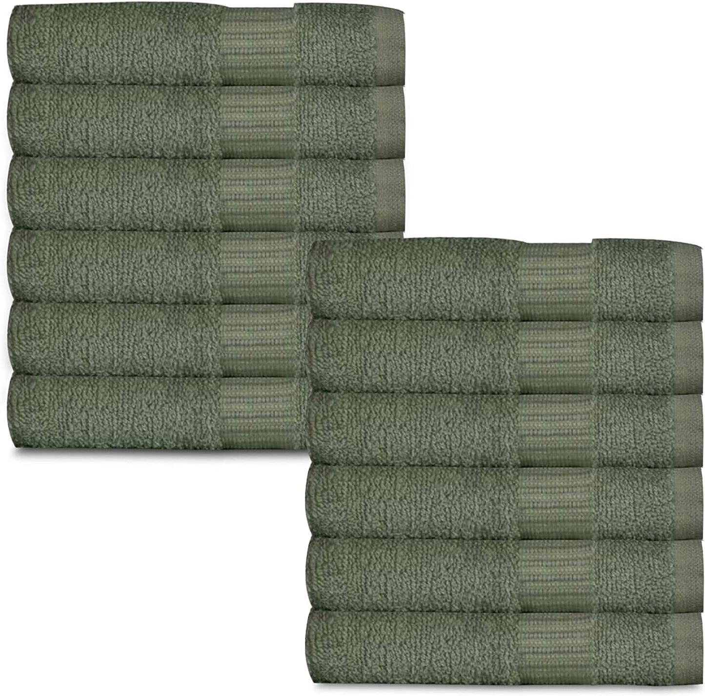 Gold Textiles 100% Cotton Washcloth 120 Pack 13x13 inches Sage Green Ultra Soft, Highly Absorbent