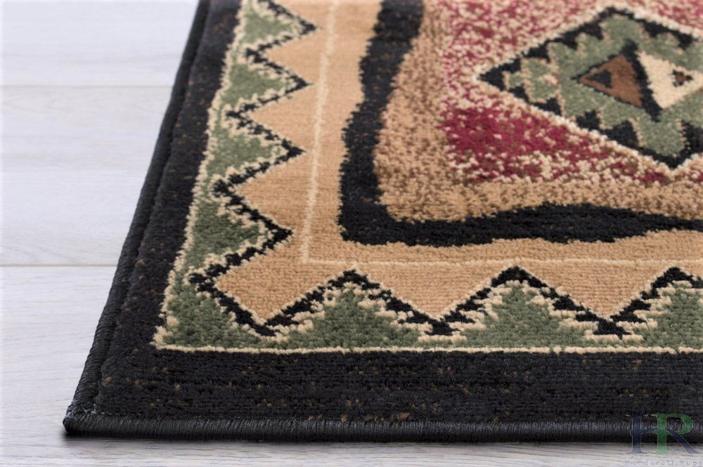 Handcraft Rugs Cabin Rug Lodge, Cabin Nature and Animals Area Rug Modern Geometric Design Cabin Area Rug Abstract, Brown/Green/RedBear/Fish/Footprint 8x10 feet