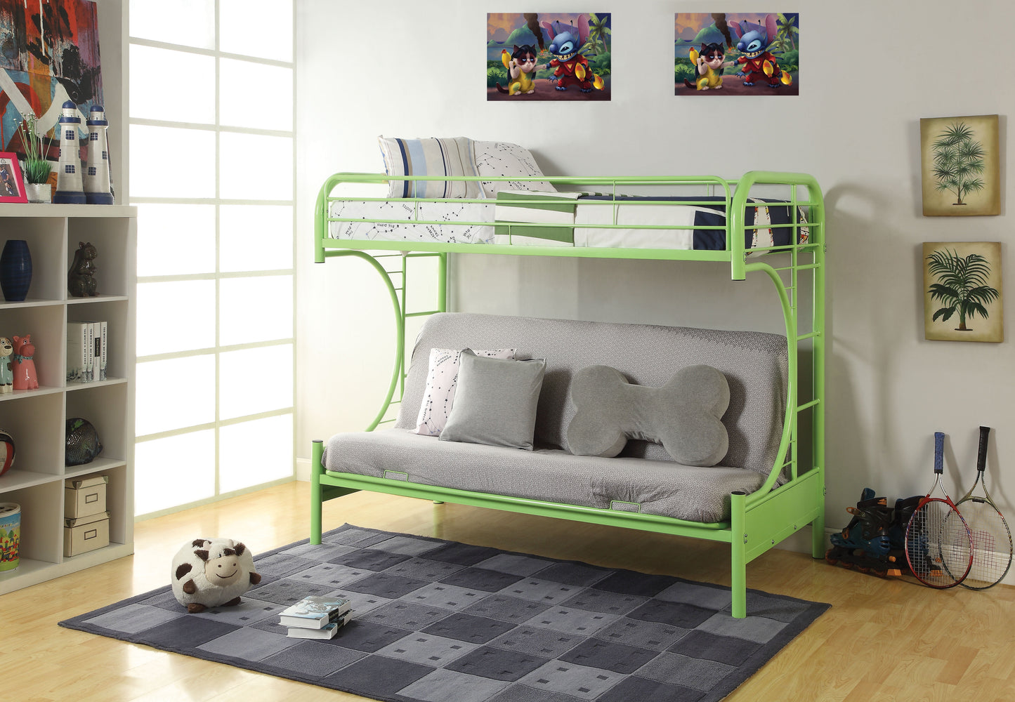 Acme Furniture Eclipse Twin over Full Futon Bunk Bed in Green