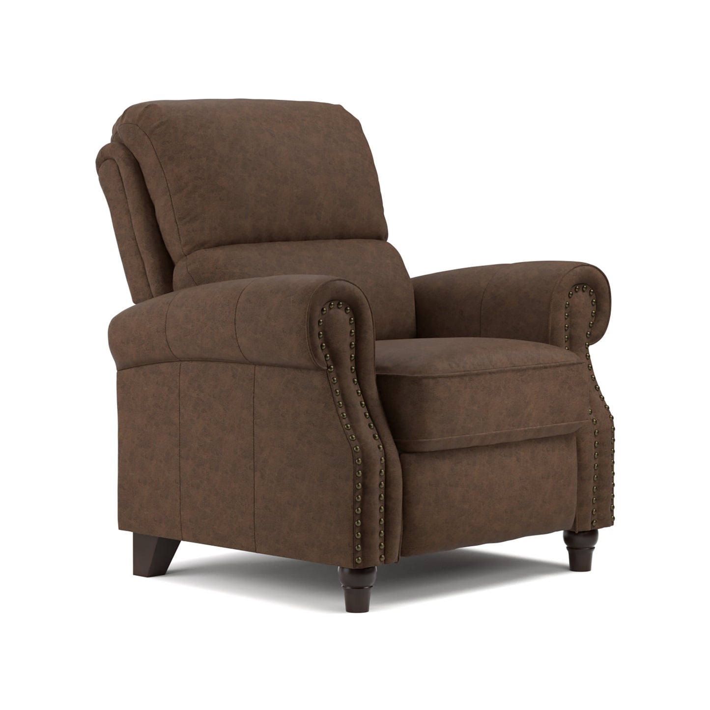 Homesvale Cari Push Back Recliner Chair, Brown Faux Leather