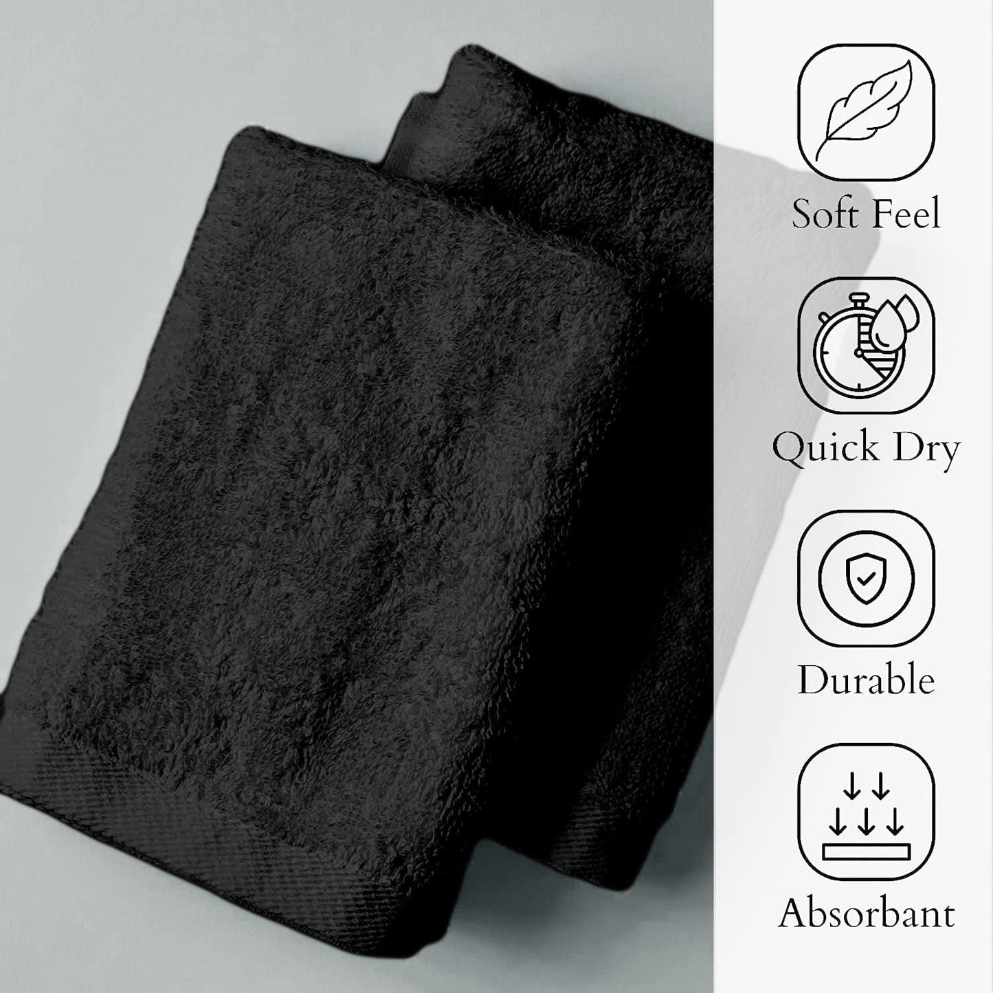 Gold Textiles 100% Cotton Washcloth - 120 Pack | 13x13 inches | Black - Ultra Soft, Highly Absorbent