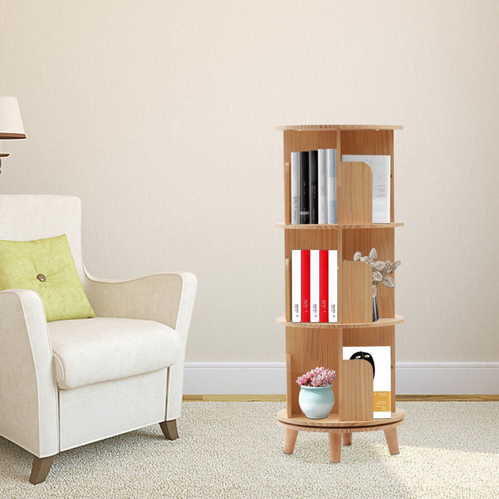 1-6 Tiers Rotating Bookshelf Bookcase Storage Shelf Display Rack Stand for Kids