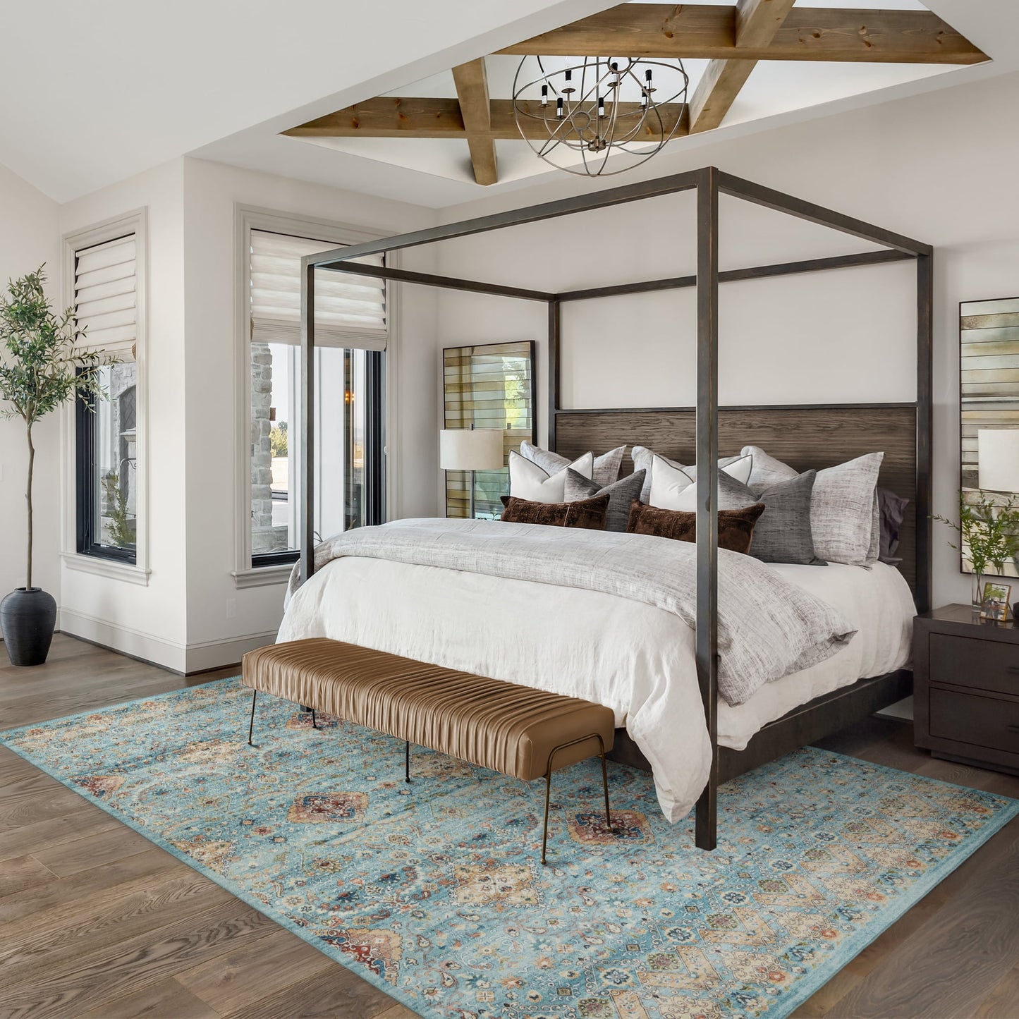 Gertmenian Crystal Print Tanis Traditional Moroccan Sage Non-Slip Washable Area Rug, 8x10