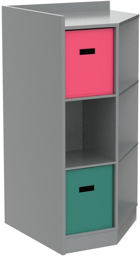 HOMEZY 9-Cubby Kids Bookcase with Extra Large Storage Baskets, Multi-Bin Children's Organizer Shelf with 6 Cubes and 3 Shelves, Wooden Storage Sideboard Suitable for Playroom, Decor Room (Gray)