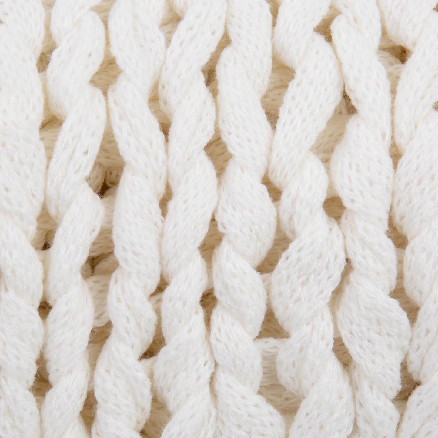 Ivory Chunky Knit Throw Blanket, One Size, by Noble Linens