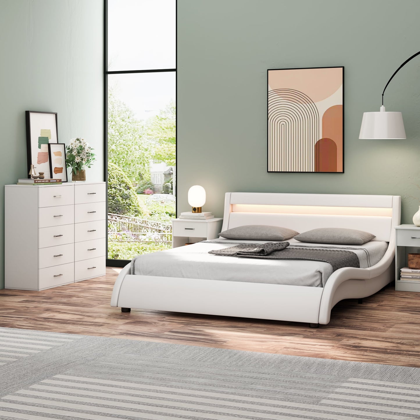 Homfa White Dresser with 5 Drawers, Vertical Chest of Drawers Wood Storage Cabinet for Bedroom Living Room