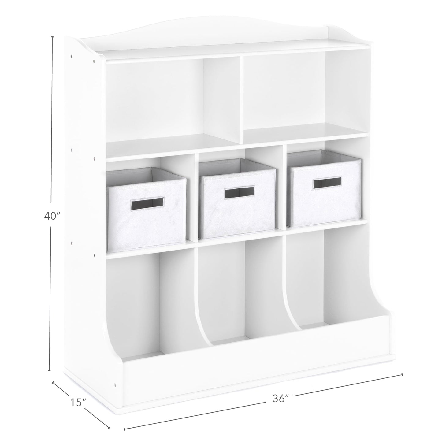 Guidecraft Kids' Toy Storage Organizer - White: Children's Wooden Bedroom Cubby Bookshelf, Open Toy Chest, Playroom Storage Shelf