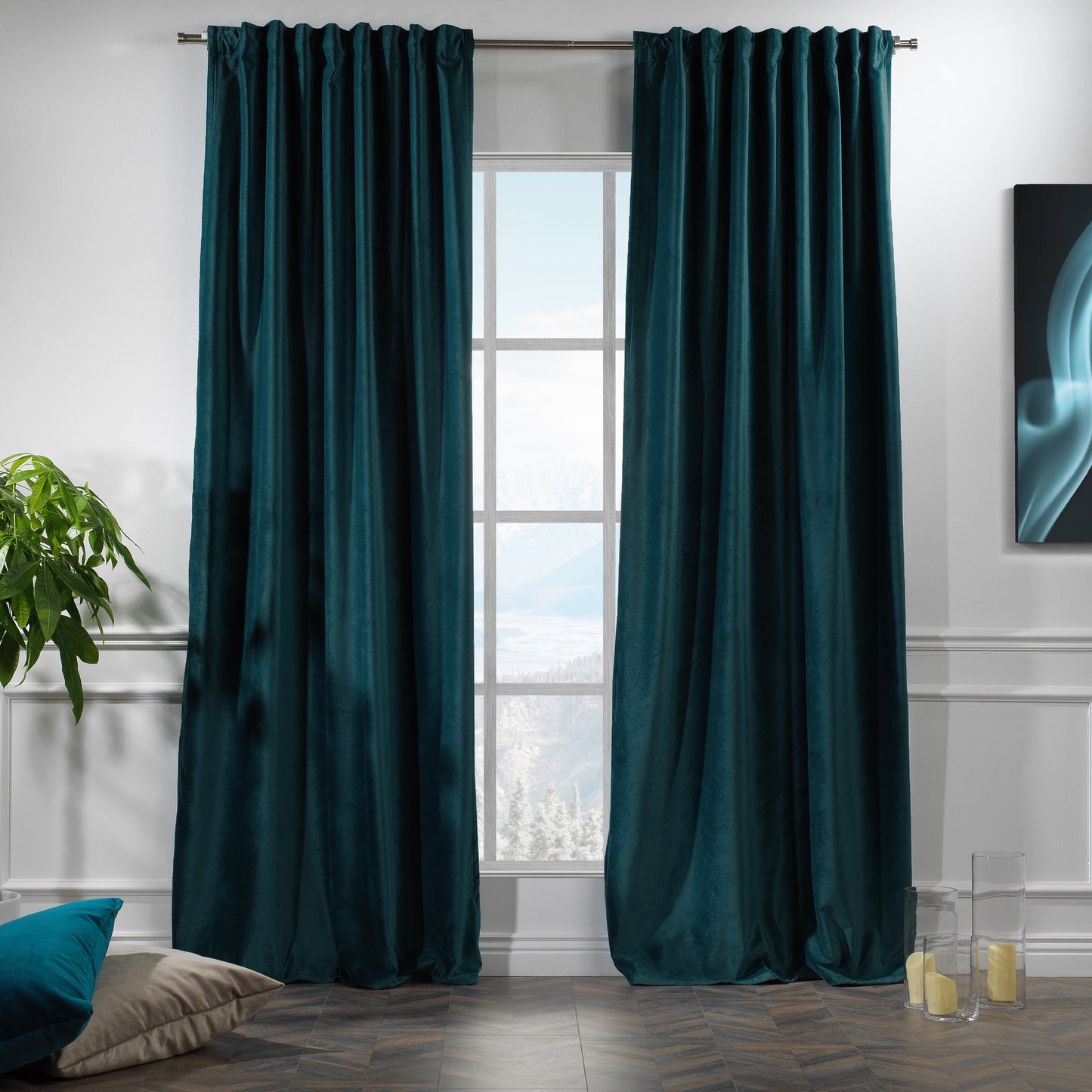 3S Brother's Solid Luxury Matte Velvet Soft Curtains Set of 2 Panels Hanging Back Tap & Rod Pocket Home D¨¦cor Bedroom Kitchen Office Windows Room Darkering ( Admiral-Berry-52in x120in )
