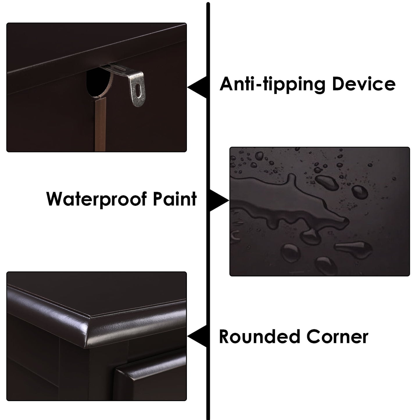 Homfa 4 Drawer Dresser, 37in H Dresser Chest with Drawers for Bedroom, Dark Brown