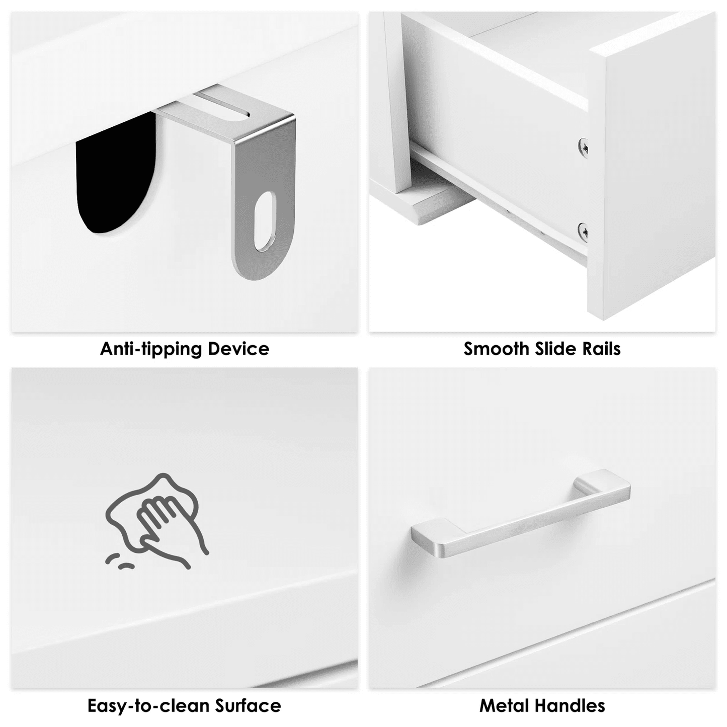 Homfa White 6 Drawer Dresser, Vertical Wood Storage Cabinet for Bedroom/Living Room