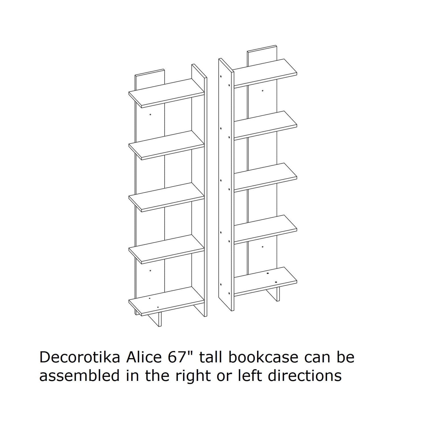 Alice 67in Corner 5-Shelves Bookcase , Cordoba White