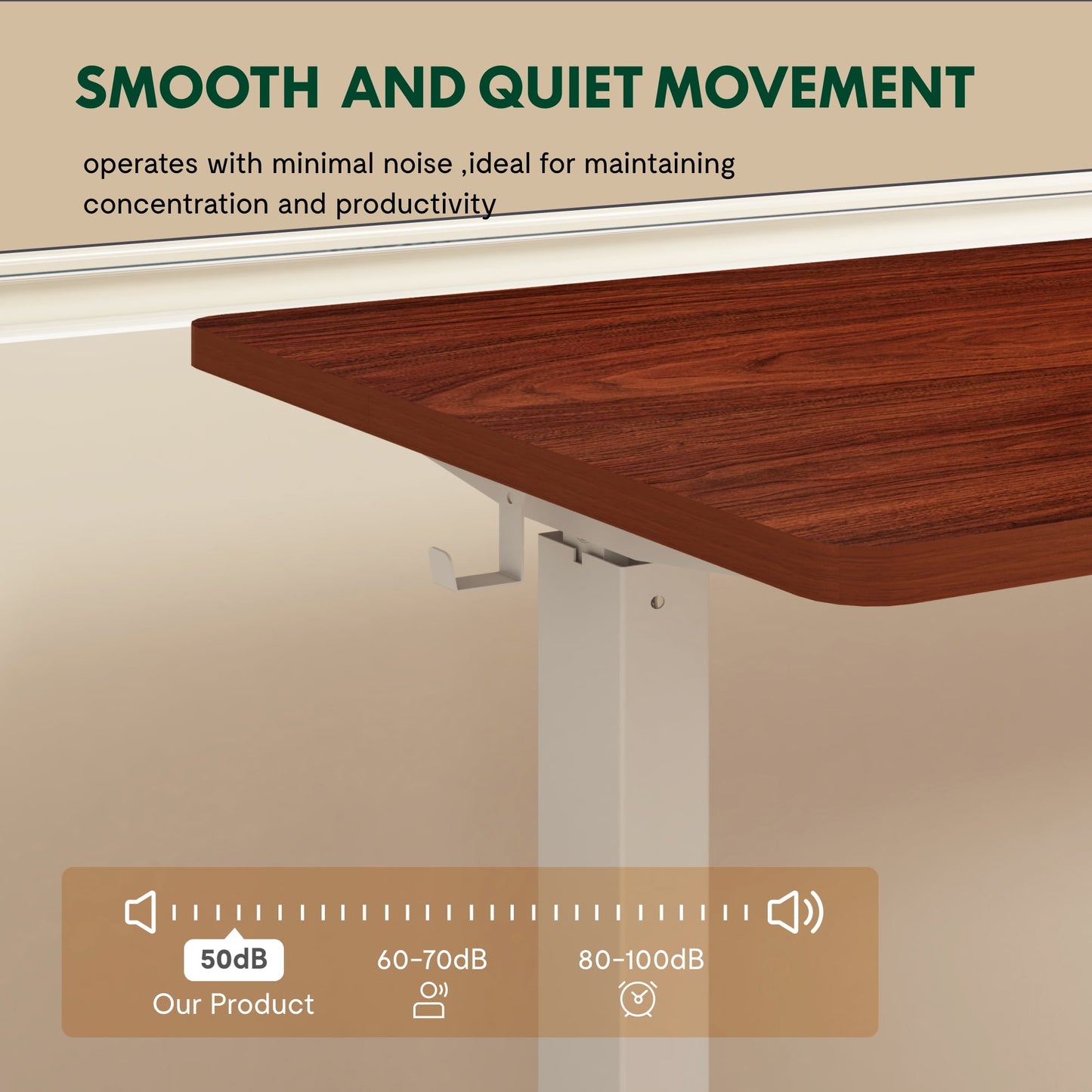 ACTIVESIT 48in x30in Home Office Height Adjustable Standing Desk with Hooks, Ergonomic Electric 2-Stage Stand Up Computer Desk, White and Mahogany