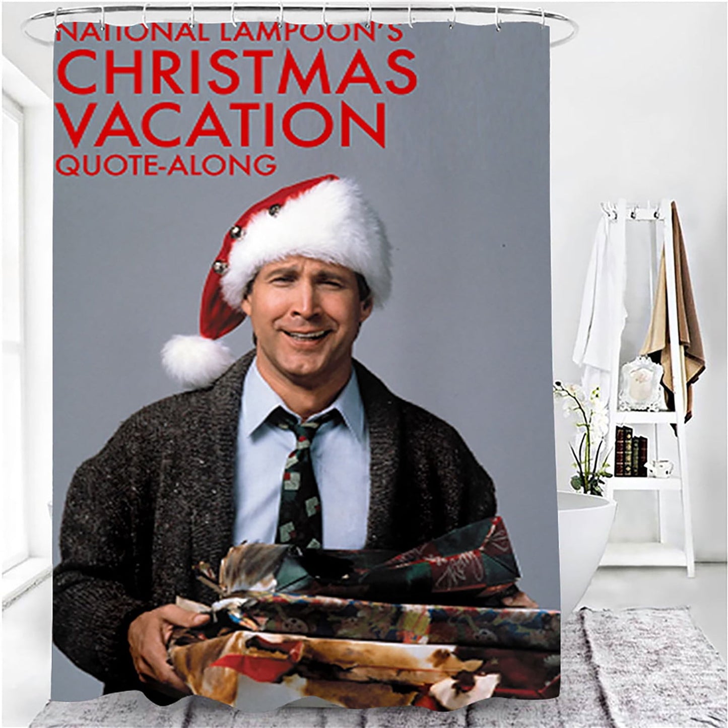 Advent calendar clearance Crazy Christmas Vacation Christmas Shower Curtain Bathroom Anti-slip Carpet Rug Toilet Cover Mat Set(Buy 2 save 10%)