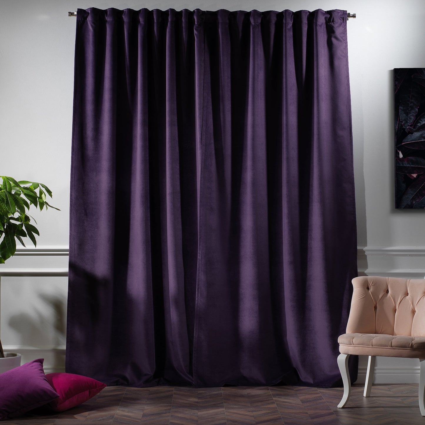 3S Brother's Solid Luxury Matte Velvet Soft Curtains Set of 2 Panels Hanging Back Tap & Rod Pocket Home D¨¦cor Bedroom Kitchen Office Windows Room Darkering ( Admiral-Berry-52in x120in )