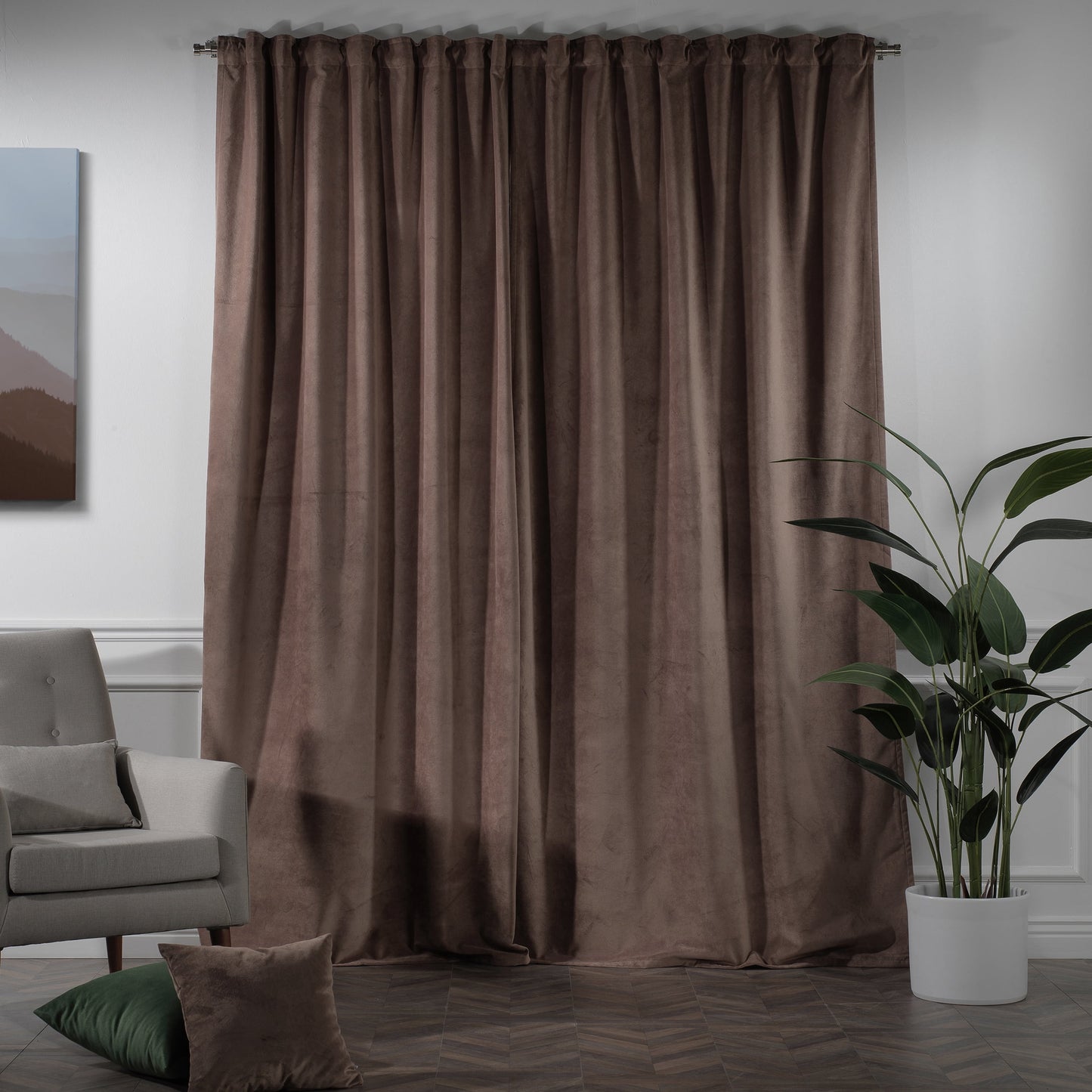 3S Brother's Solid Luxury Matte Velvet Soft Curtains Set of 2 Panels Hanging Back Tap & Rod Pocket Home D¨¦cor Bedroom Kitchen Office Windows Room Darkering ( Admiral-Berry-52in x120in )