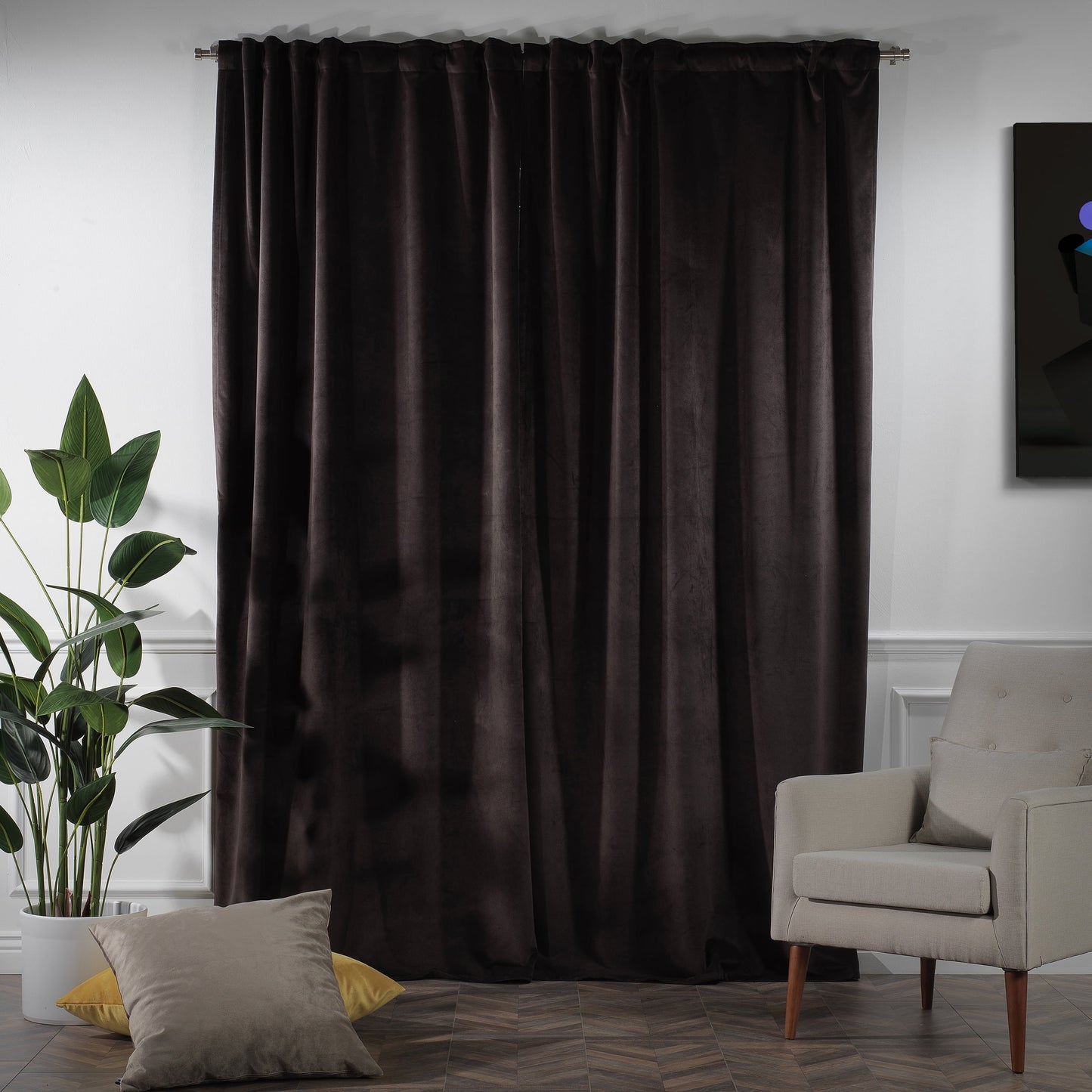 3S Brother's Solid Luxury Matte Velvet Soft Curtains Set of 2 Panels Hanging Back Tap & Rod Pocket Home D¨¦cor Bedroom Kitchen Office Windows Room Darkering ( Admiral-Berry-52in x120in )