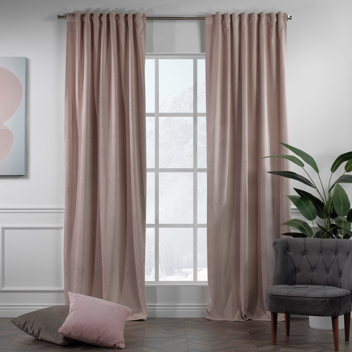 3S Brother's Solid Luxury Matte Velvet Soft Curtains Set of 2 Panels Hanging Back Tap & Rod Pocket Home D¨¦cor Bedroom Kitchen Office Windows Room Darkering ( Admiral-Berry-52in x120in )