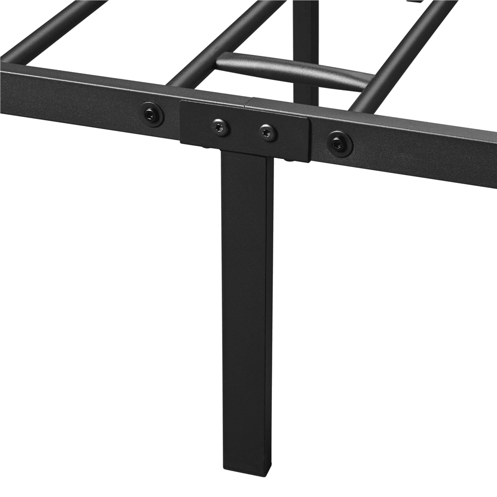 Alden Design Metal Platform King Bed with High Headboard, Black