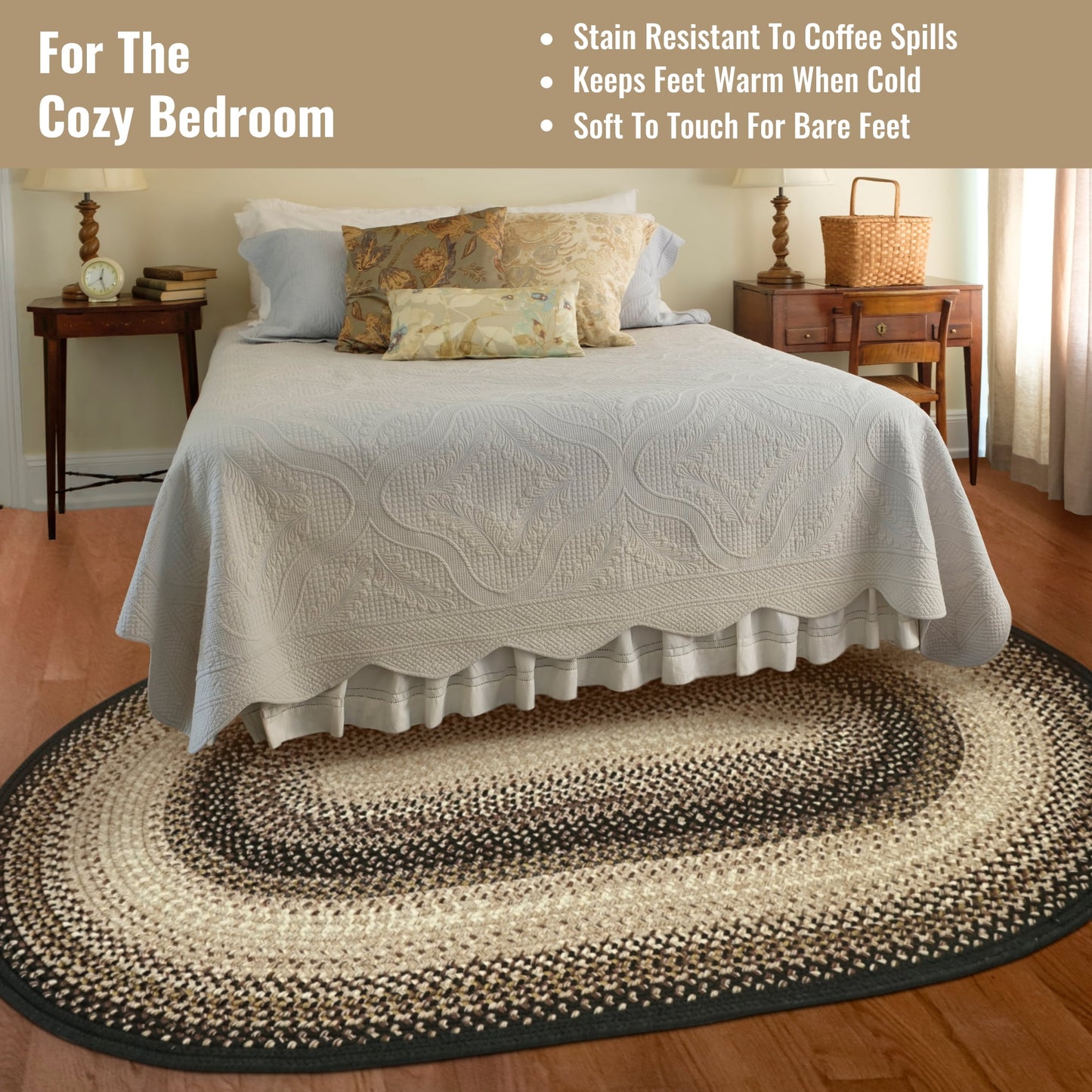 Homespice Black Mist Area Rug 8x10, Perfect as Dining Table Rug and Area Rug for Bedroom That Lays Flat - Stain Resistant, UV Treated, and Waterproof - Beige and Black Rug for Living Room 8x10 Feet