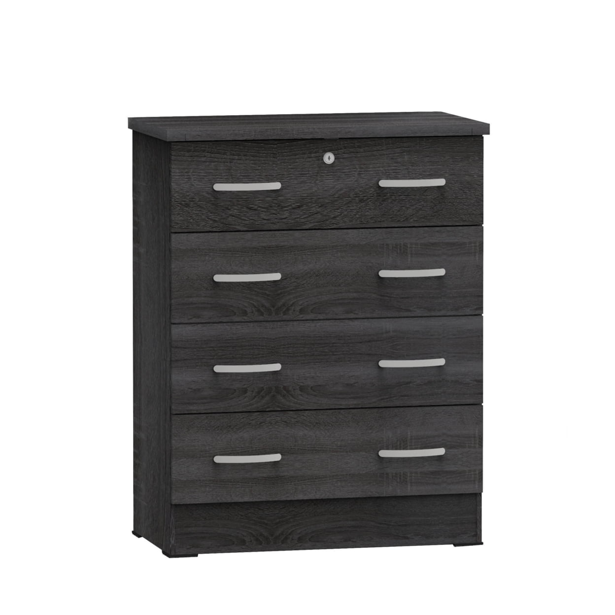 Home Furniture Cindy 4 Drawer Chest Wooden Dresser with Lock - Gray Oak