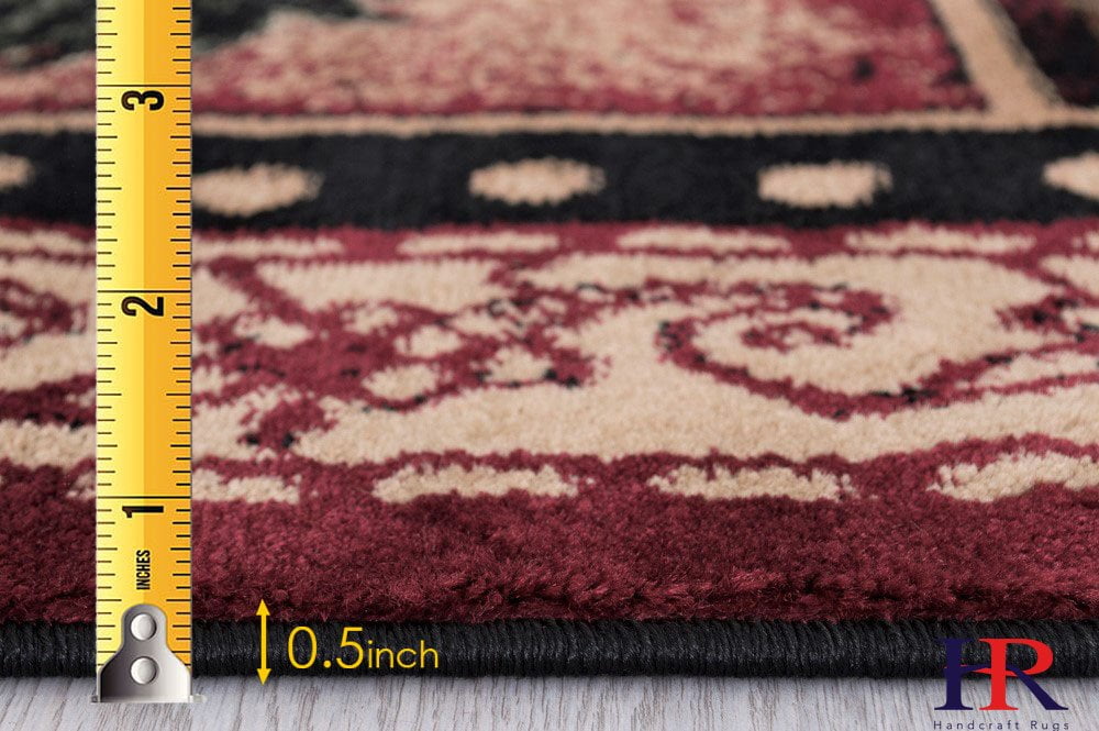 Handcraft Rugs Cabin Rug Lodge, Cabin Nature and Animals Area Rug Modern Geometric Cabin Area Rug Abstract,Black/Green/Red-Rooster/Flower 8x10 feet