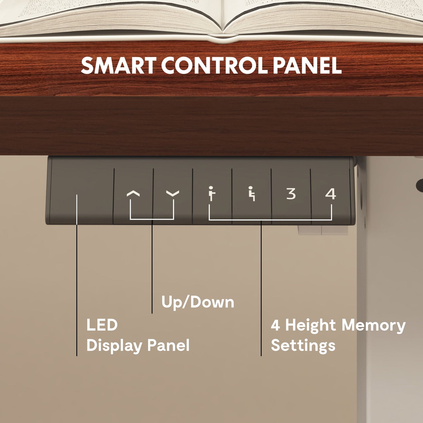 ACTIVESIT 40in x24in Home Office Height Adjustable Standing Desk with Hooks, Ergonomic Electric 2-Stage Stand Up Computer Desk, White and Mahogany