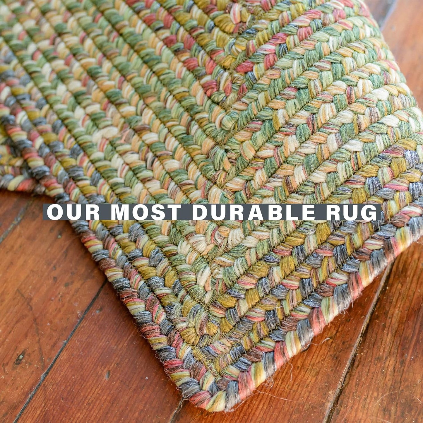 Homespice Rainforest Rectangular Braided Rugs and Rustic Area Rugs 4x6', Your Choice for Pet Friendly Indoor Outdoor Rug Waterproof