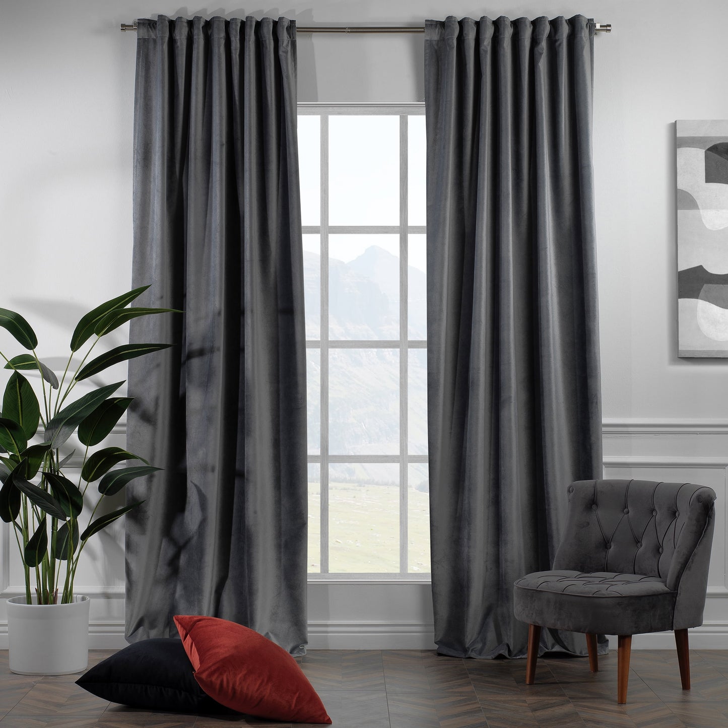 3S Brother's Solid Luxury Matte Velvet Soft Curtains Set of 2 Panels Hanging Back Tap & Rod Pocket Home D¨¦cor Bedroom Kitchen Office Windows Room Darkering ( Admiral-Berry-52in x120in )