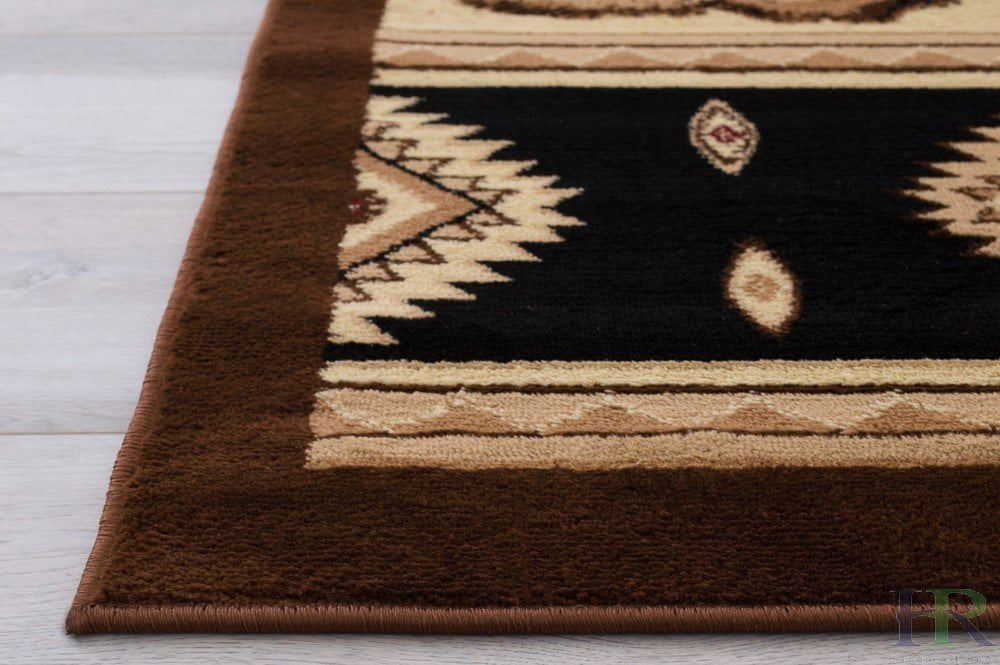 Handcraft Rugs Cabin Rug Lodge, Cabin Nature and Animals Area Rug Modern Southwestern Design Cabin Area Rug Abstract, Chocolate Brown/BeigeCowboy/Horse 5x7 feet