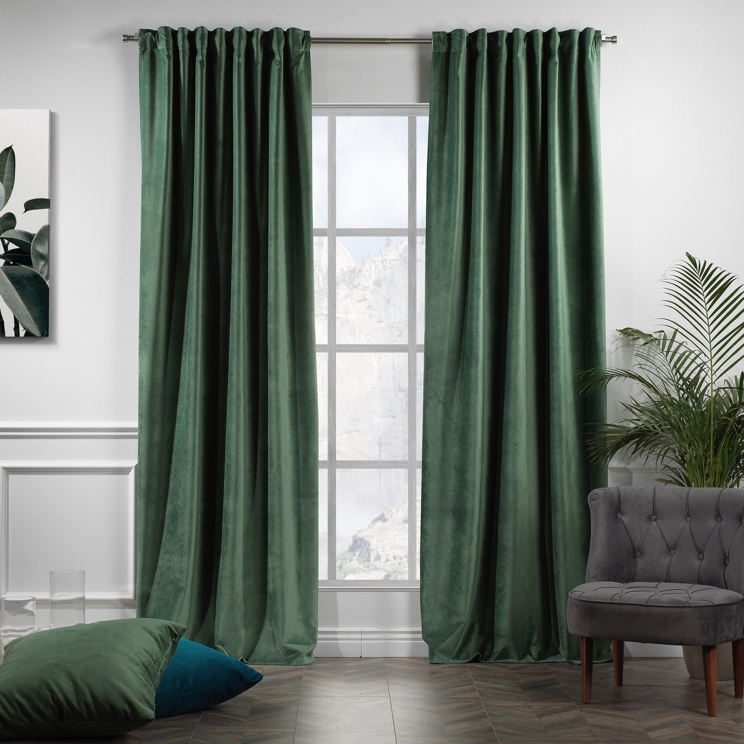 3S Brother's Solid Luxury Matte Velvet Soft Curtains Set of 2 Panels Hanging Back Tap & Rod Pocket Home D¨¦cor Bedroom Kitchen Office Windows Room Darkering ( Admiral-Berry-52in x120in )