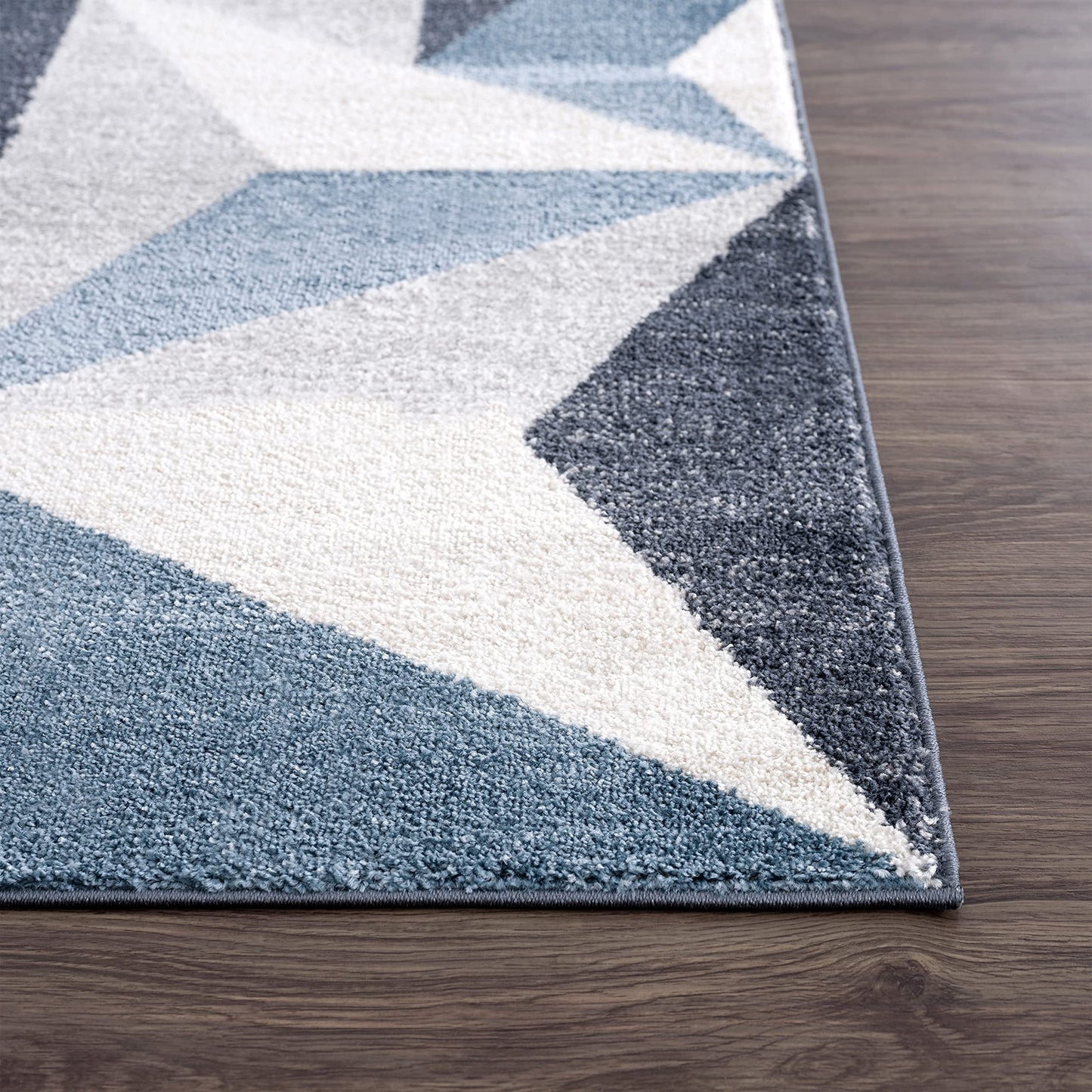 Abani Deco Collection Grey Blue 5' x 8' Geometric Triangles Modern Area Rug