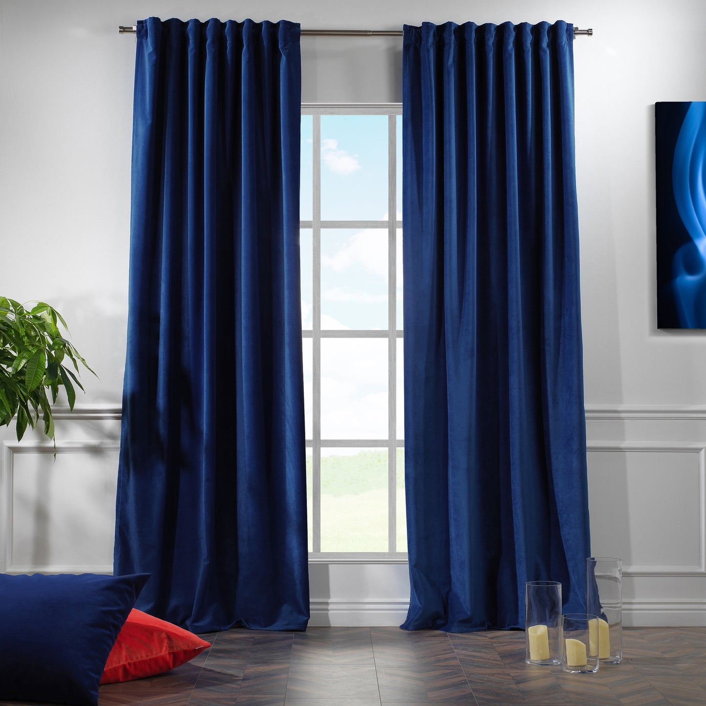 3S Brother's Solid Luxury Matte Velvet Soft Curtains Set of 2 Panels Hanging Back Tap & Rod Pocket Home D¨¦cor Bedroom Kitchen Office Windows Room Darkering ( Admiral-Berry-52in x120in )