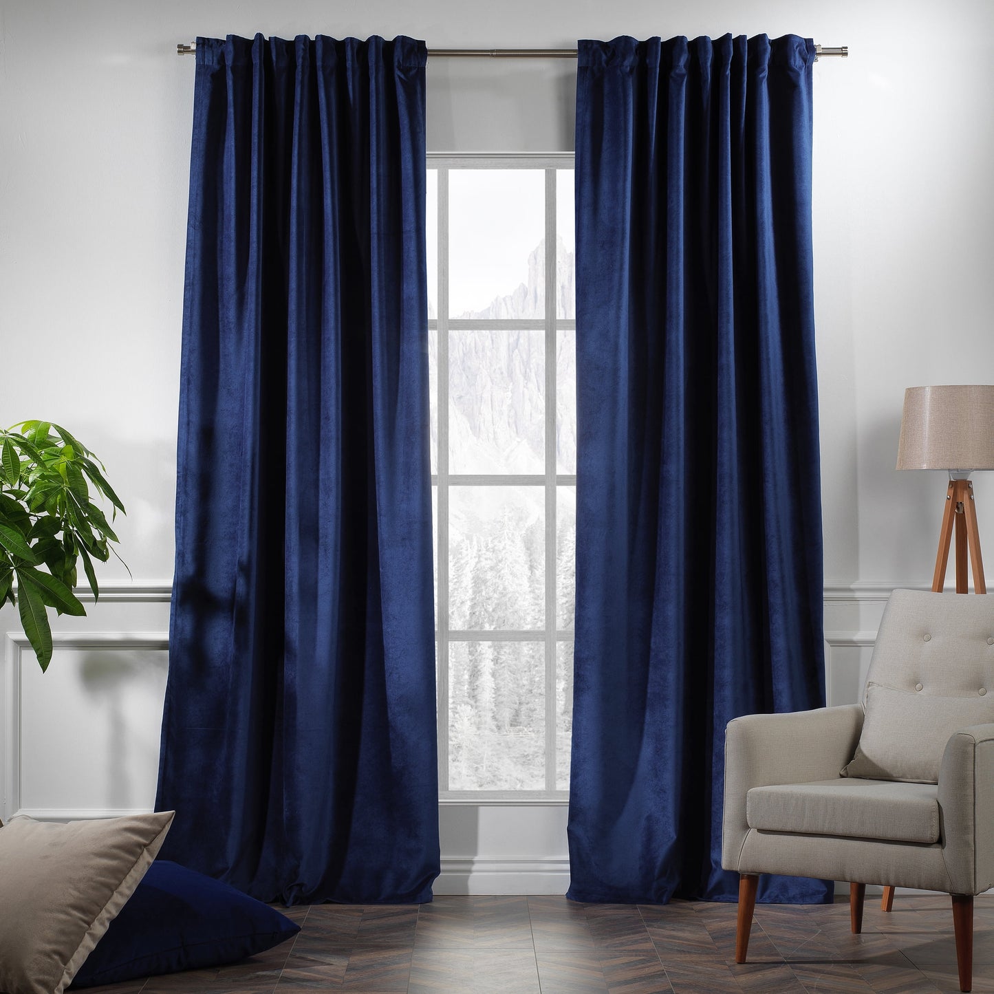 3S Brother's Solid Luxury Matte Velvet Soft Curtains Set of 2 Panels Hanging Back Tap & Rod Pocket Home D¨¦cor Bedroom Kitchen Office Windows Room Darkering ( Admiral-Berry-52in x120in )